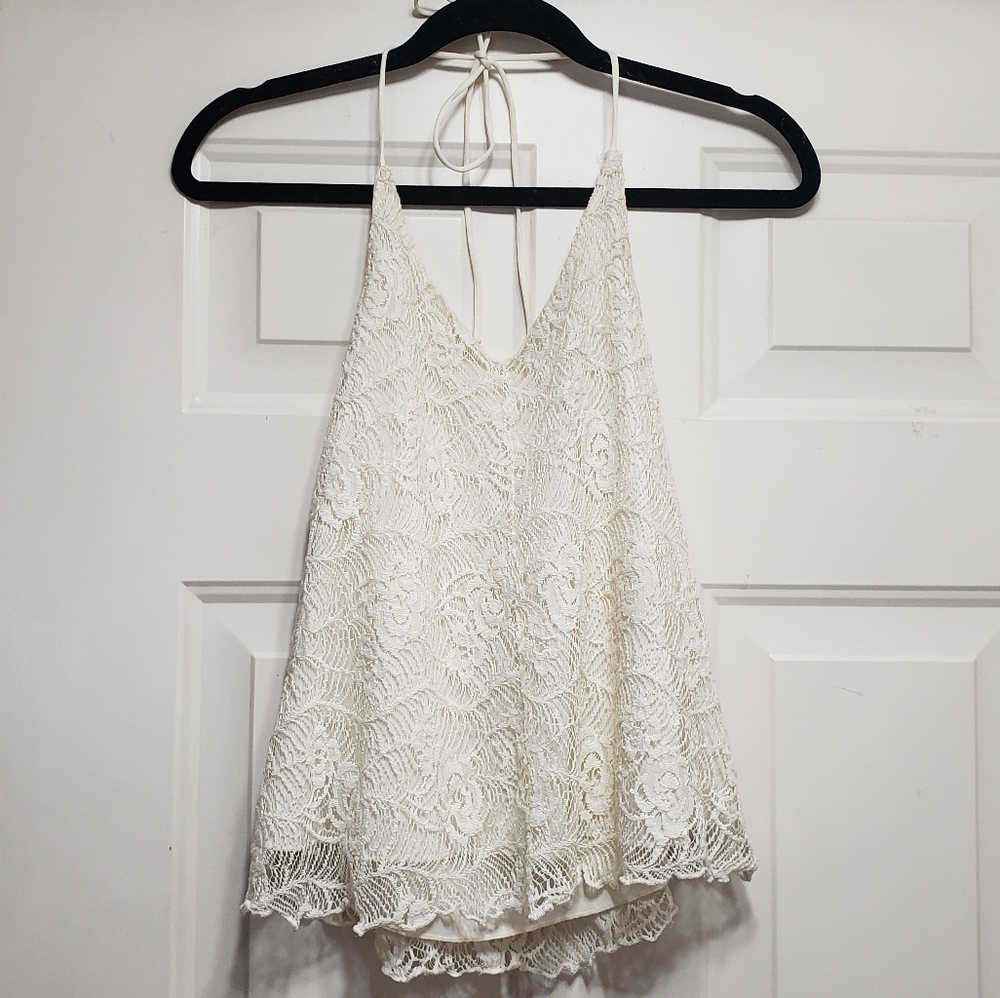 White crochet halter top